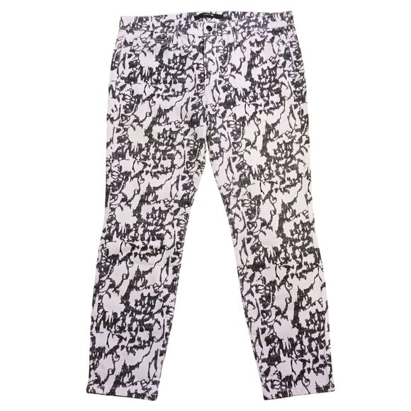 Joe's High Water Ankle‎ Jeans Womens 32 White/Black Abstract Print Denim Pants - Picture 1 of 10